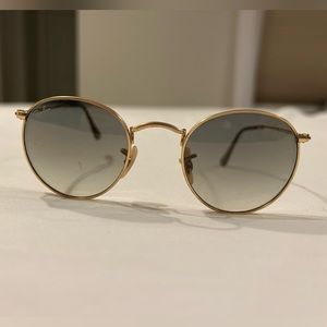 Ray Ban grey tinted gold frame sunglasses